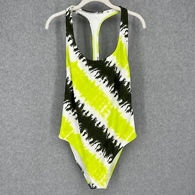 Aerie Womens Tie-Dye T Back One Piece Swimsuit Size L Long Green White NEW • $34.93