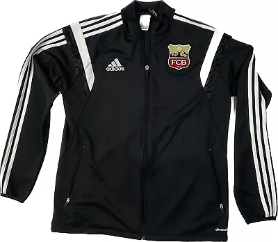 Adidas FCB FC Barcelona Jacket Mens Medium Black Full Zip Up Track Coat Soccer 8 • $9.99