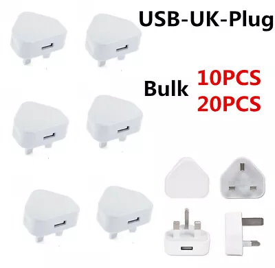 10/20pcs 5V 1A 3Pin USB Plug Charger Wall Chargers UK Power Adapters • £31.03