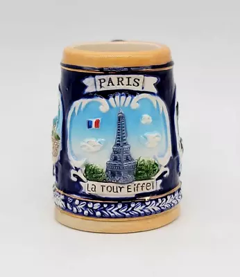 Paris France 24k Gold Hand Painted Mini Beer Stein Eiffel Tower Notre Dame Arc • $12.95