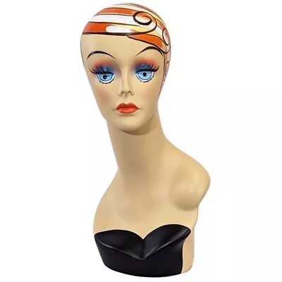 MN-319A Female Mannequin Head Form With Colorful Vintage Style Painted Look • $58.99