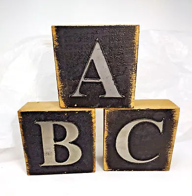 4  X 4  Industrial Urban Design Wood Letter Blocks Metal Stencil Cut-Out A B C • £8.67