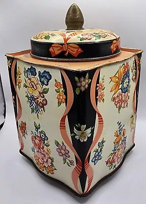 Murray Allen Canister Tin Ribbon Regal Crown Vintage • $19.94