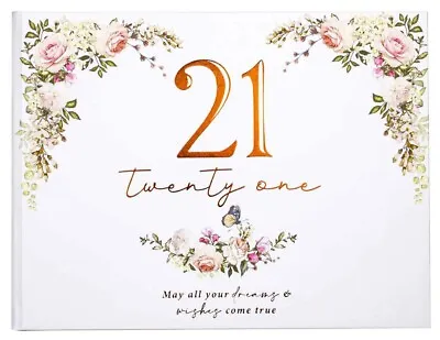 21st Birthday Floral Guest Book Signing Signature Memories Keepsake Book • £26.90