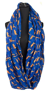Large Blue And Orange Infinity Scarf  STATE OF FLORIDA Wrap Cover Up Pareo • $14.86