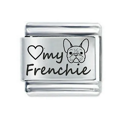 Daisy Charm  - LOVE MY FRENCHIE    * Compatible With 9mm Italian Charm Bracelets • £4.45