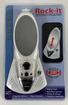 Zadro Rock-It  Stereo Am/Fm Radio Fog-less MirrorClock Water Resistant -New! • $33.99