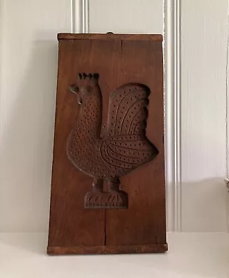 Antique Walnut Pastry Board Mold W/ Carved Rooster • $59.99