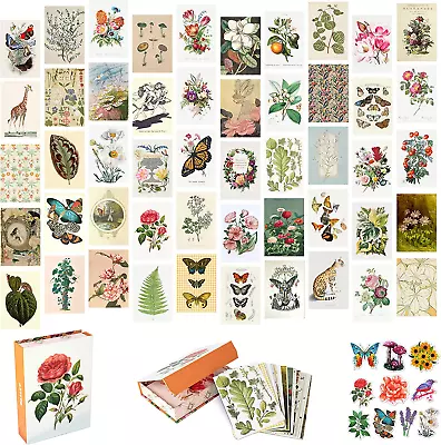 Vintage Decor Wall Collage Kit Botanical Wall Collage Cards Vintage Wa • $13.99