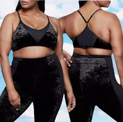 $51.73 • Buy GOOD AMERICAN Crushing It Velvet Leopard Sports Bra Bralette Black