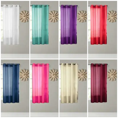 2pc Solid Sheer Voile Panel Indoor Wedding Grommets Window Curtain  • $8