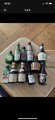 Vintage Miniature Green & Brown Alcohol Bottles Empty X 11 • £7