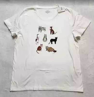 New Women's J Crew Factory Preppy Bow Tie Kitty Cats Collector Tee • $39.99