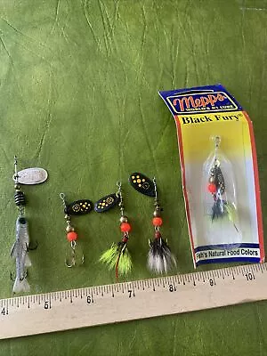 5  Mepps Black Fury In-Line Spinner Comet Minno Dressed And Plain Not Fished • $26