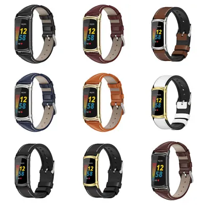 £2.99 • Buy Luxury Leather Slim Watch Replacement Wristband Strap For Fitbit Charge 5 4 3 2