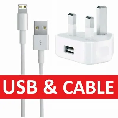  New Charger Plug & USB Cable Lead For IPhone 5 SE 5s X 8 7 6 6s IPad • £3.95