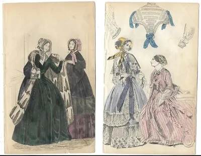 4 Ladies Cabinet Of Fashion   Victorian Fashion Plates   Late 1840's • £10
