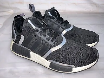 Womens ADIDAS NMD R1 Black Iridescent Sneakers Size US 8-9 #23715 Ultra Boost • $37.50