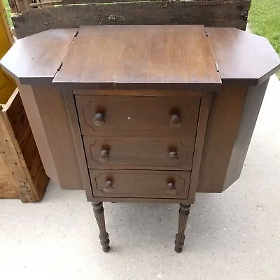 Vintage Antique Martha Washington Sewing Cabinet Wood W Drawers Flip Top Sides! • $189.99