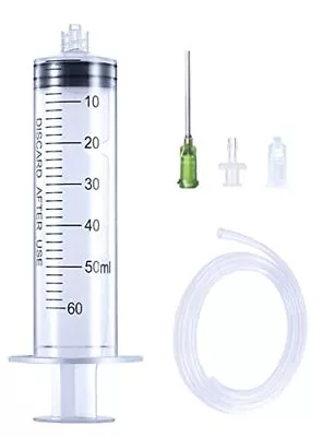 60ml Syringe With Tube Plastic Luer Lock Syringe With 2ft Handy Plastic Tubi... • $14.66