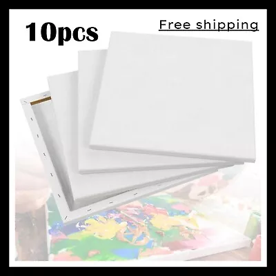 10PCS 20x20cm Blank Artist Canvas Art Board Plain Painting Stretched Framed • £10.85