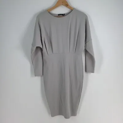 $18.95 • Buy Boohoo Womens Dress Size 12 Grey 3/4 Sleeve Pencil Solid Round Neck 013989