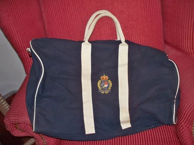 $39.95 • Buy Vintage Ralph Lauren Crest Logo Blue White Canvas Duffel Bag Large