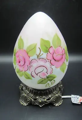 L&L WMC Loevsky Accent Lamp Signed Hand Painted Roses Egg Shape Beautiful • $49.99