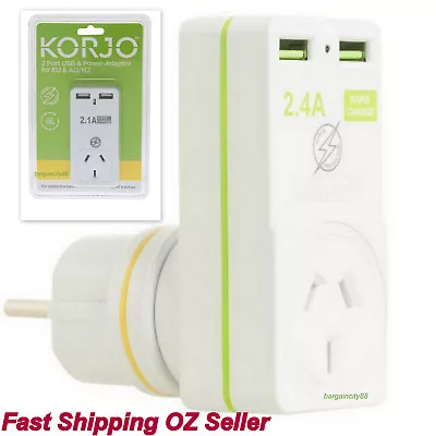 $44.90 • Buy Travel Adapter2USB Outlets Power Socket To Plug Australia&NZ To Europe Bali Asia
