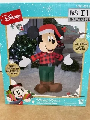 Disney Woodland Santa Mickey Mouse Gemmy Christmas Airblown Inflatable 3.5' Tall • $22.95