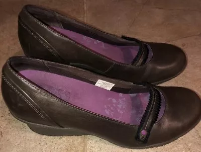 Merrell Petunia Brown Leather Wedge Mary Janes Shoes Women's 7.5 • $28