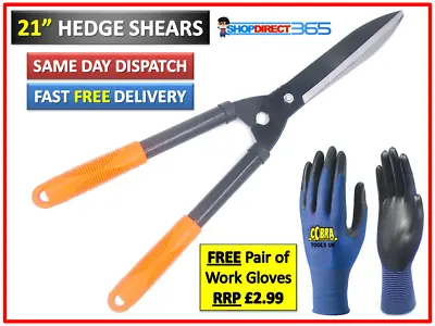 21'' Carbon Steel Blade Shears Hedge Grass Shrubs Garden Bushes Grip Handle 37-5 • £9.95