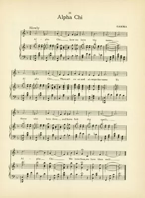 $24.99 • Buy ALPHA CHI OMEGA Sorority Vintage Song Sheet C1921  Alpha Chi  Original