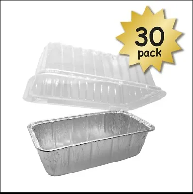 30 Pack 2LB Aluminum Foil Loaf Pans For Baking Bread - Plastic Lids Included • $19.95