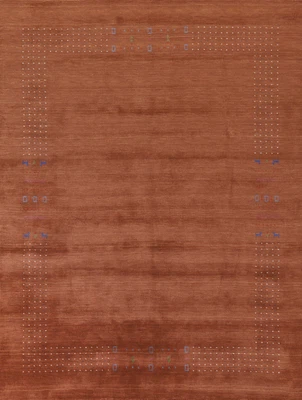 $364 • Buy Terracotta Color Bordered Gabbeh Dining Room Rug 8'x10' Wool Hand-knotted Carpet