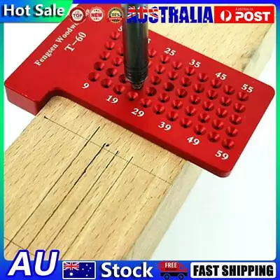 T60 T-type Ruler Hole Scribing Measuring Wood Gauge Woodwork Scriber (Red) • $16.25