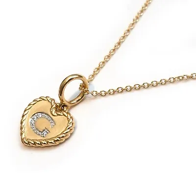 New DAVID YURMAN Heart Initial Charm G 18K Yellow Gold & Diamond 18  Necklace • $595