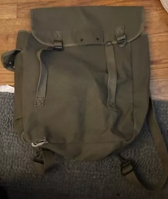 Vintage Military Backpack Light Pack HAVERSACK Green Canvas W Straps & Hanger • $30