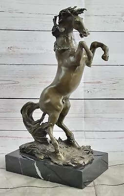 Vintage Metal Rearing Horse And Man Statue Pure Real Bronze Made In Spain Deal • $409
