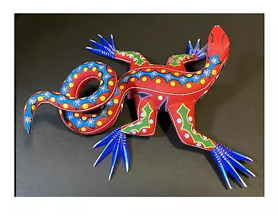 OAXACAN WOOD CARVING JUAN CARLOS SANTIAGO LIZARD; OAXACA MEXICAN ART; Signed • $68