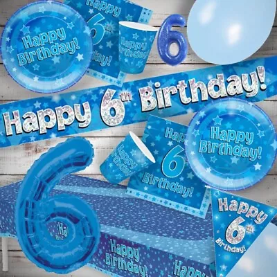 £3.05 • Buy Blue & Silver Star 6th Birthday Party Tableware, Decorations, Balloons, Napkins