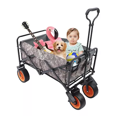 Collapsible All Terrain Outdoor Beach Utility Wagon Cart With Two Brakes 220lbs • $65.55