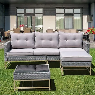 VIXLON Rattan Patio Furniture Set PE Wicker Outdoor Sectional Sofa Set W/Cushion • $399.99