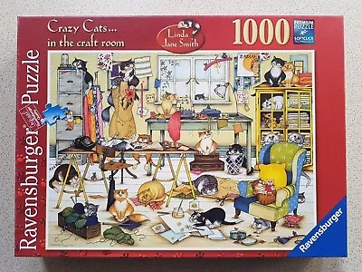 'Crazy Cats In The Craft Room' By Linda Jane Smith 1000 Pce Jigsaw Used Complete • £7.95