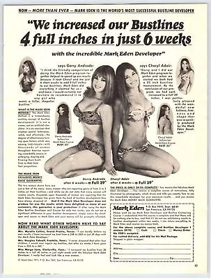 1972 YOUNG WOMEN MARK EDEN BUST DEVELOPER Vtg 8 X10.5  Magazine Ad 1970's M600 • $5