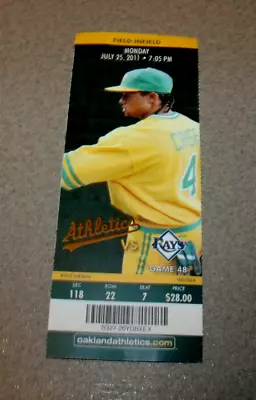 Oakland A's 7/25/2011 Ticket Stub Vs Tampa Bay Zobrist HR Cliff Pennington HR • $4.99