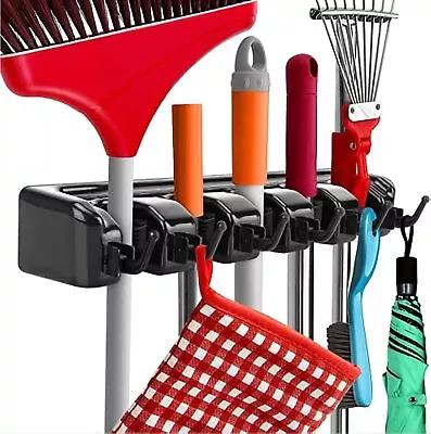 Mop Broom Holder Wall Mounted Kitchen Hanging Garage Utility Tool Organizers And • $15.38