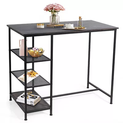 Bar Pub Table Industrial Counter Dining Table With Metal Frame & Storage Shelves • $99.99