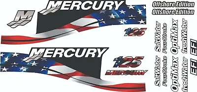 Mercury Outboard Decal Sticker Kit 125 HP US Flag • $59.99
