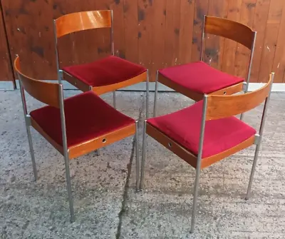 4x Teak Stacking Vintage 60s Dining Room Chair Danish Modern Casala 60er • $479.26